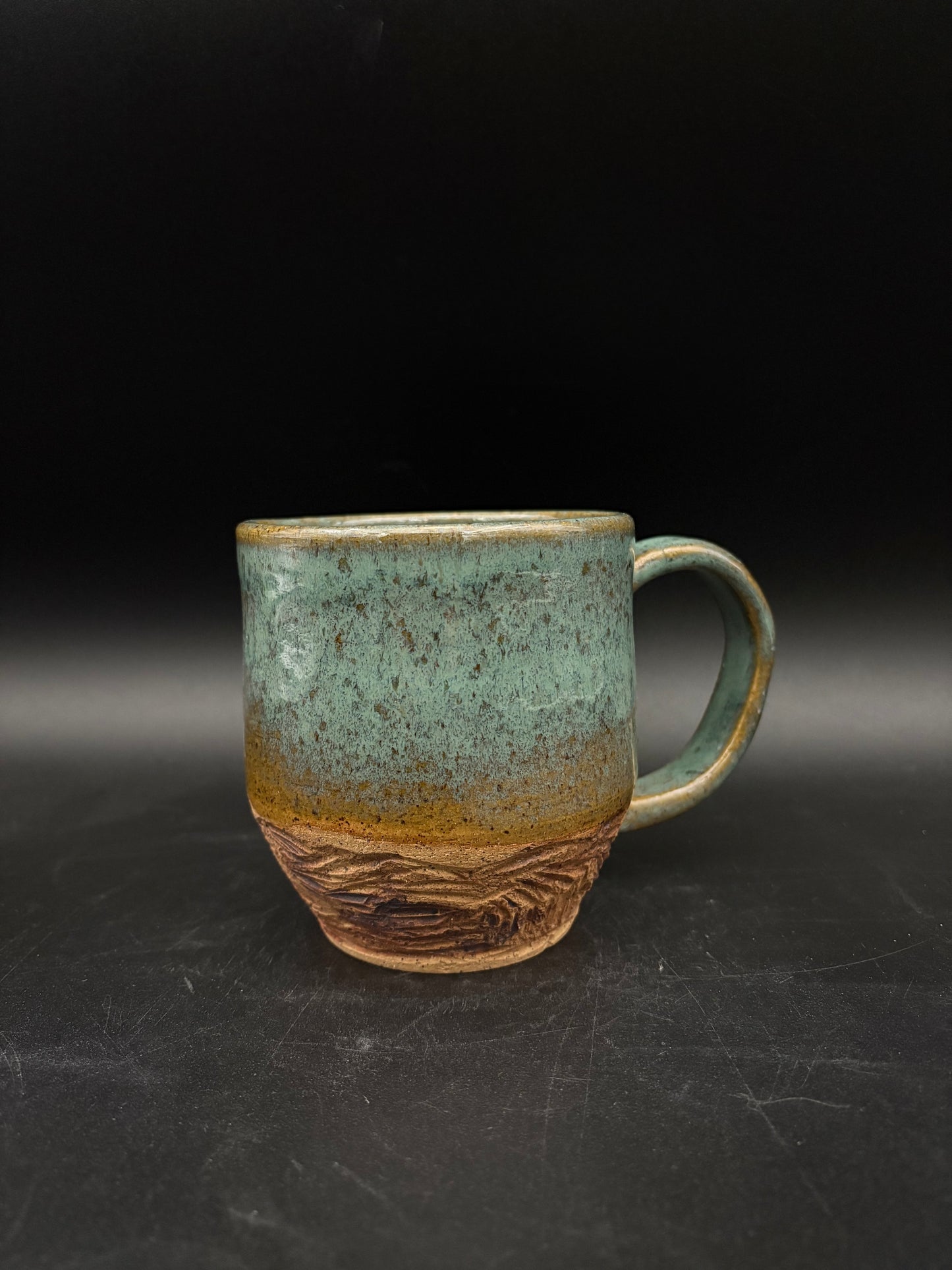 Celadon landscape mug