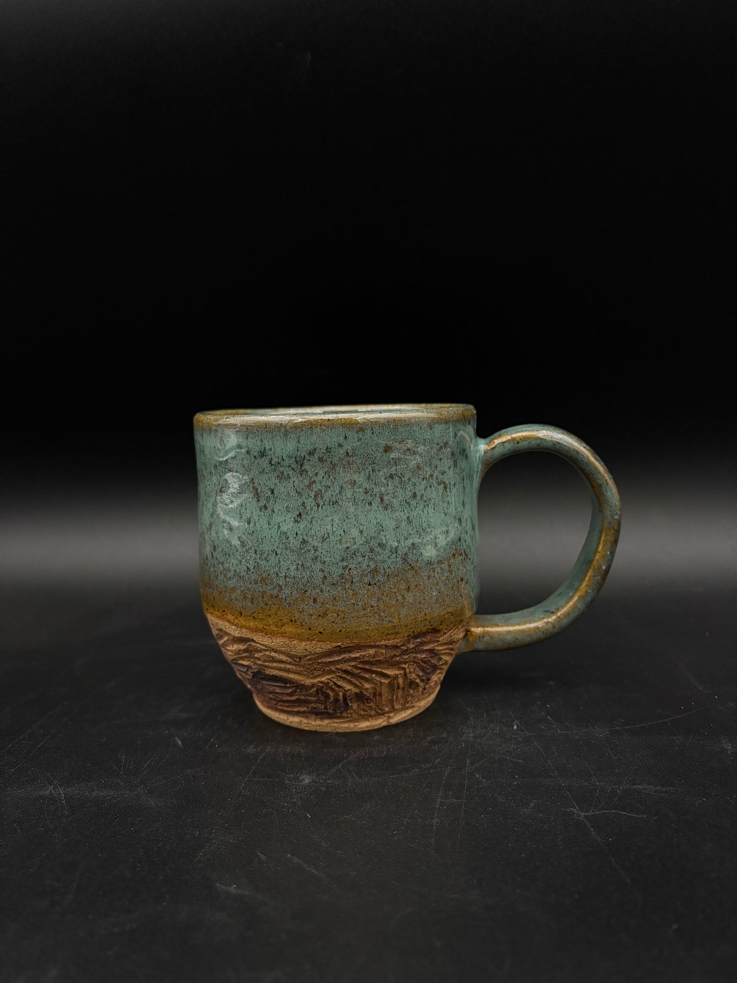 Celadon landscape mug