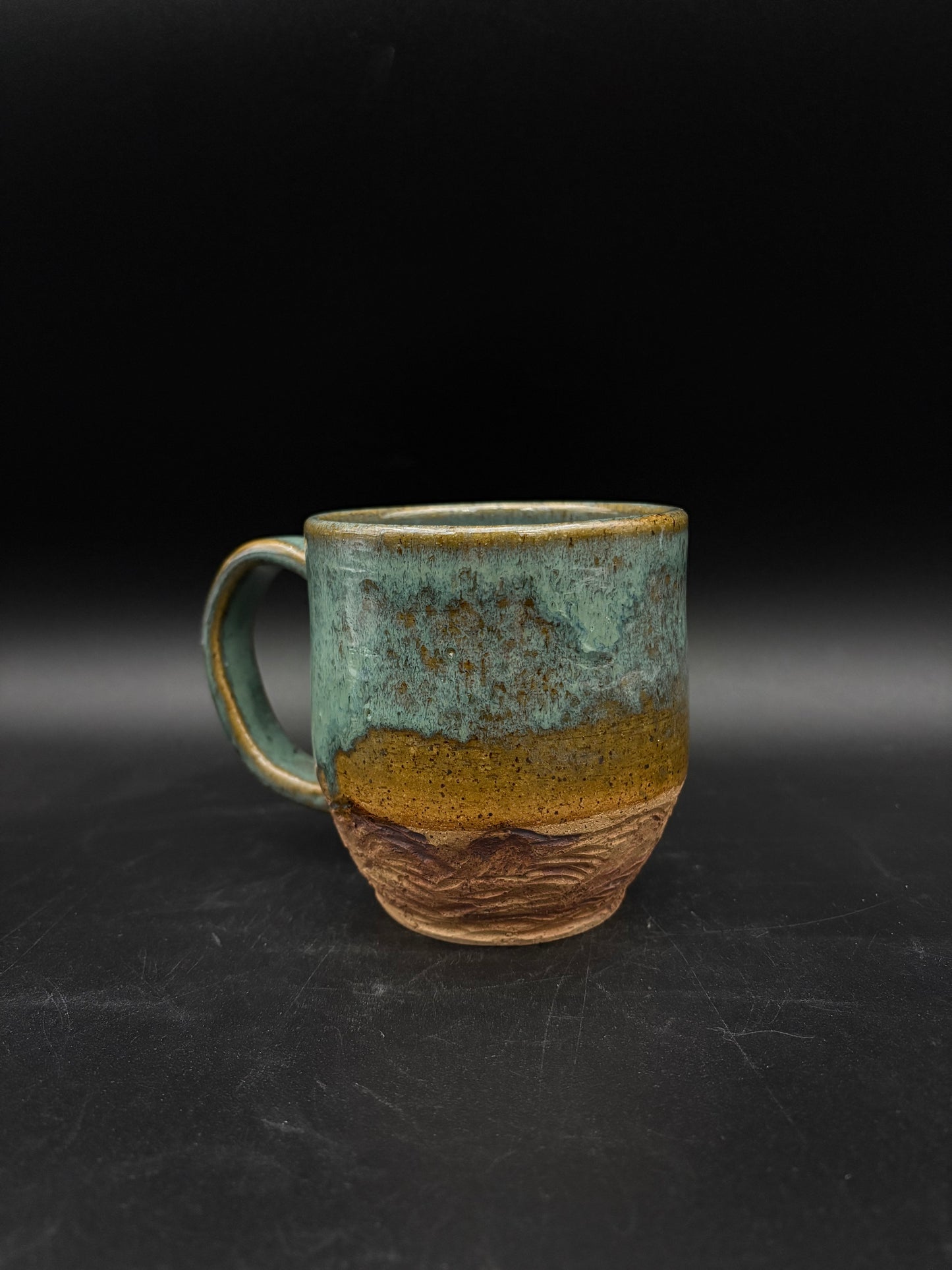 Celadon landscape mug